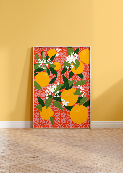 Moroccan Tile Oranges Print