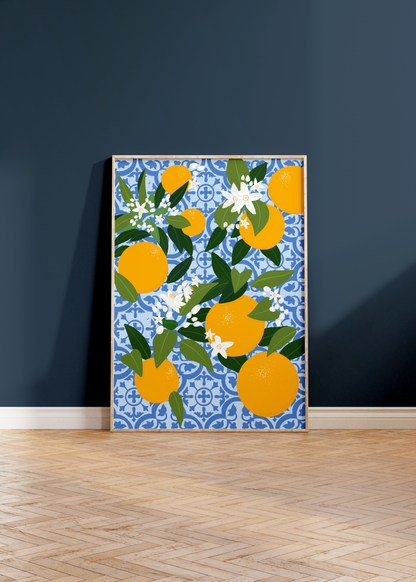 Moroccan Tile Oranges Print