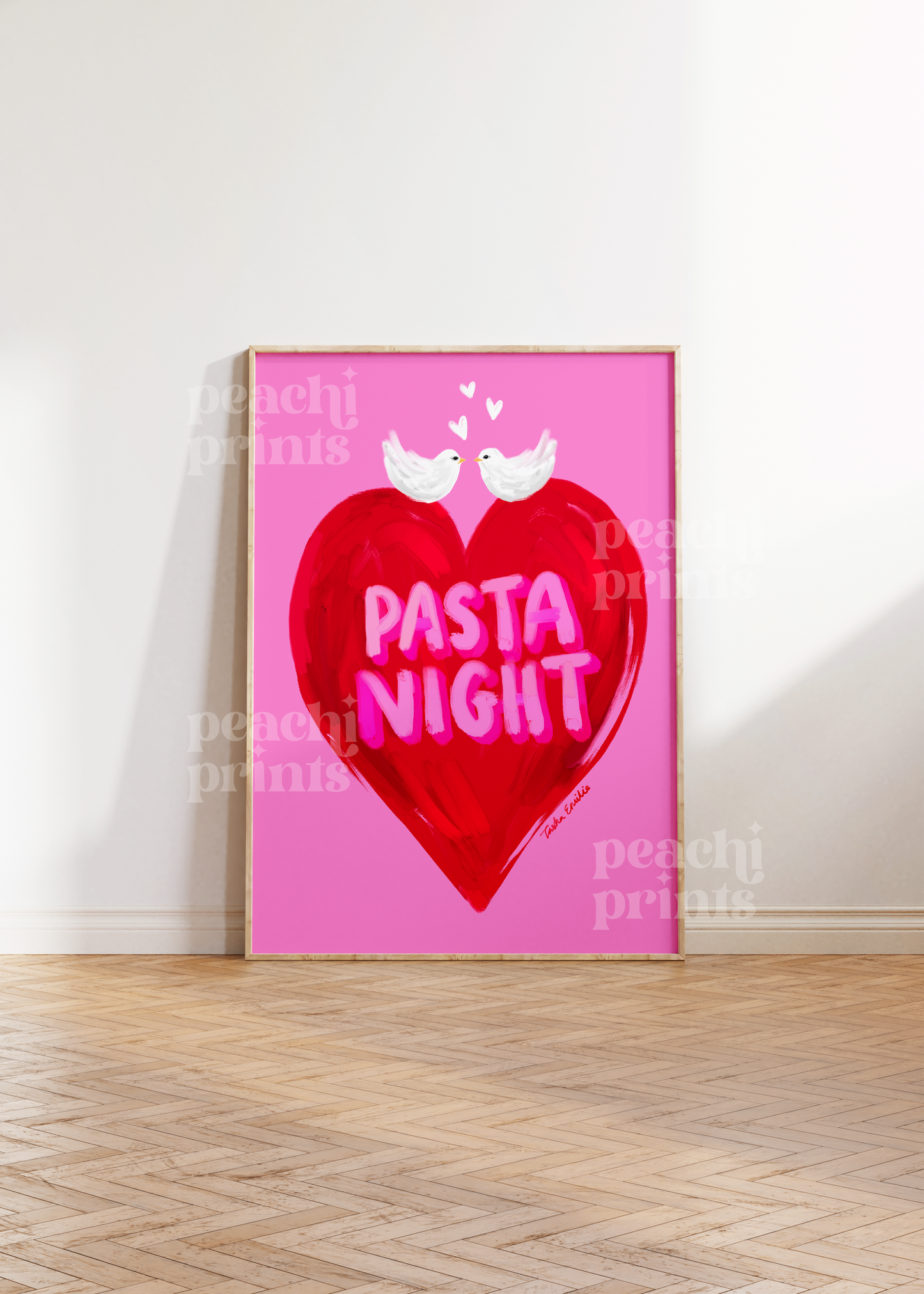 Pasta Night Heart Print