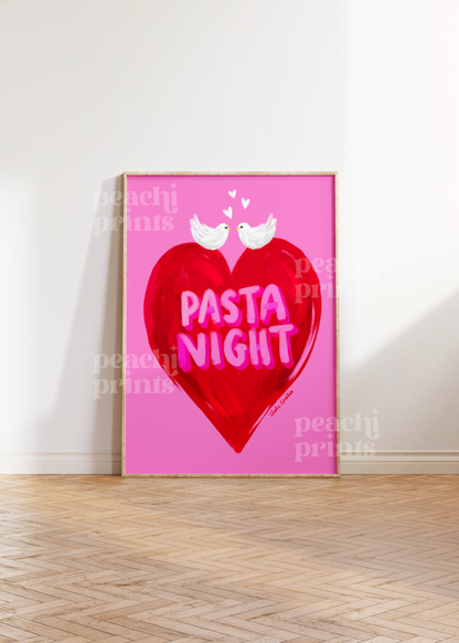 Pasta Night Heart Print