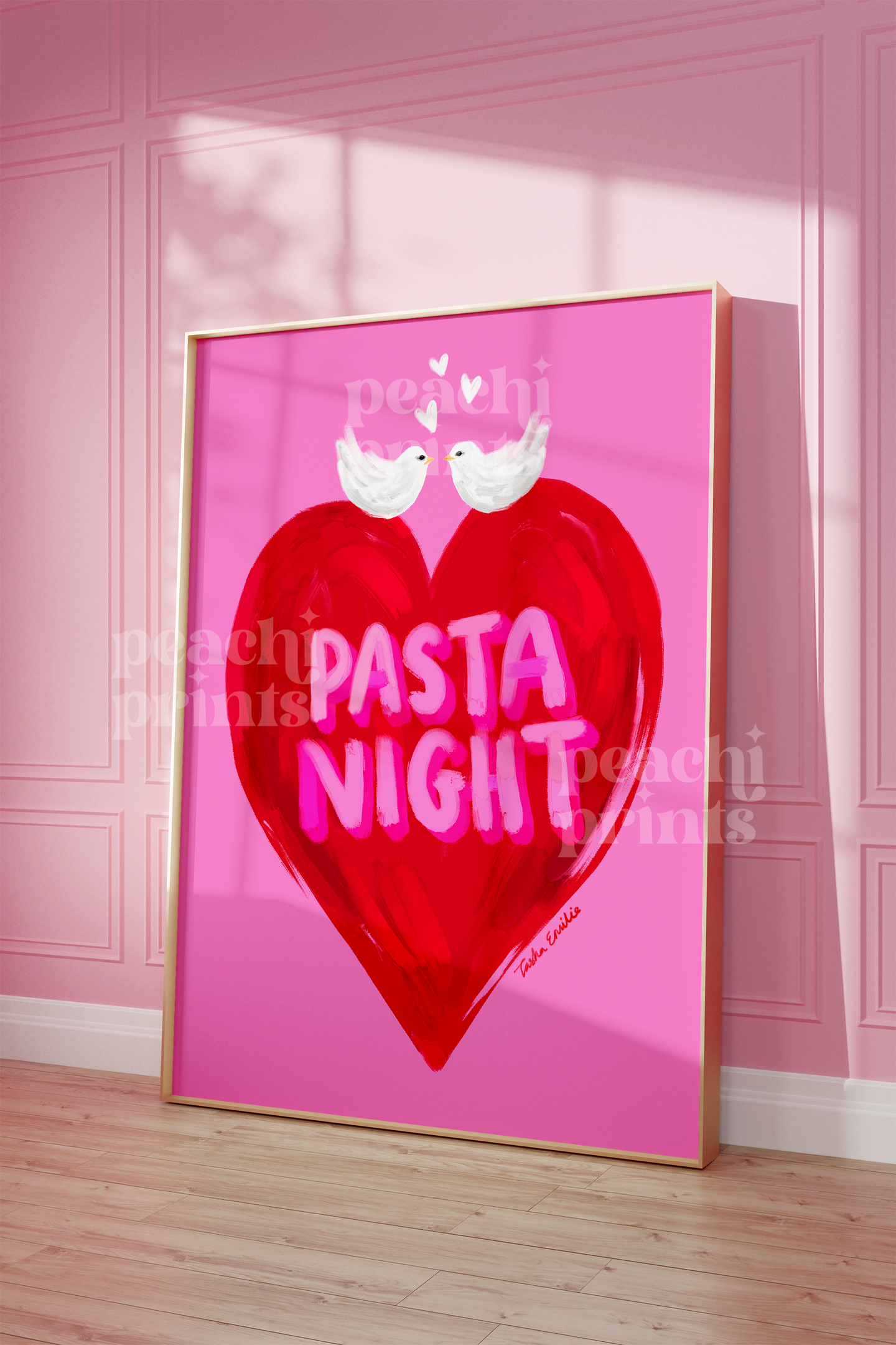 Pasta Night Heart Print
