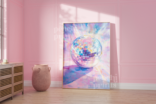 Painted Pastel Disco Ball Print