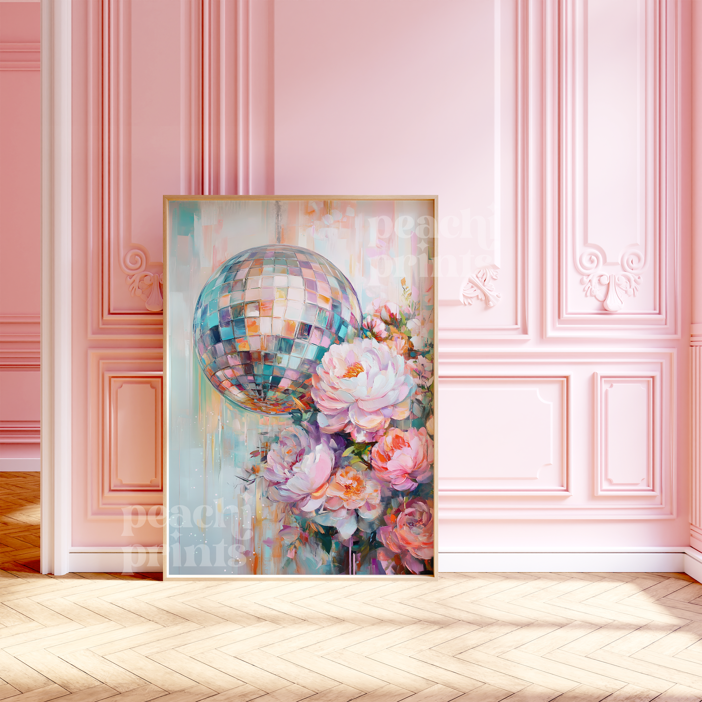 Disco Ball Peonies Print