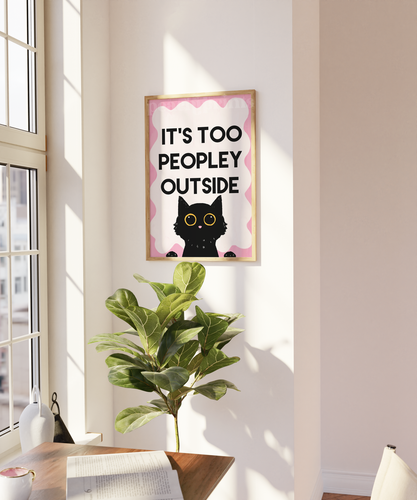 It's Too Peopley Outside Cat Print