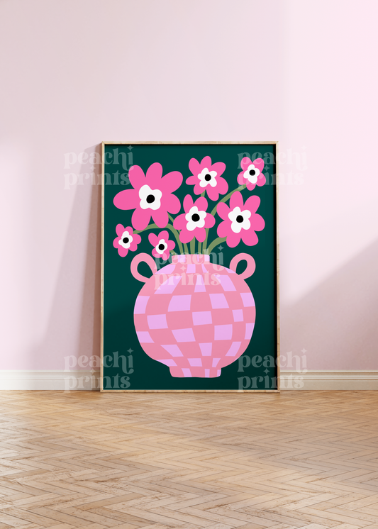 Maximalist Checkerboard Vase Print