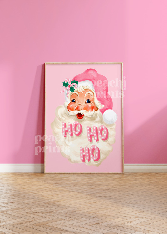 Pink Ho Ho Ho Santa Print