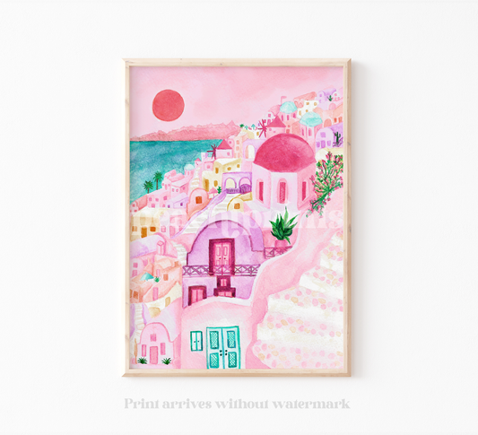 Pink Santorini Print