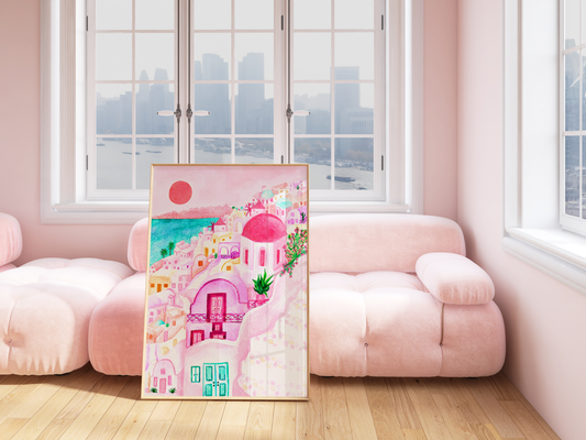Pink Santorini Print