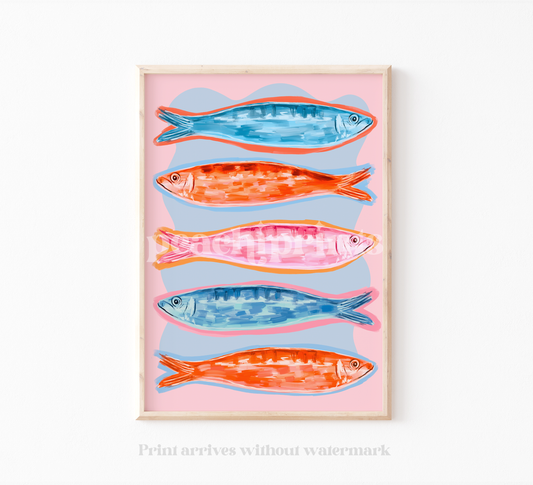 Abstract Sardines Print
