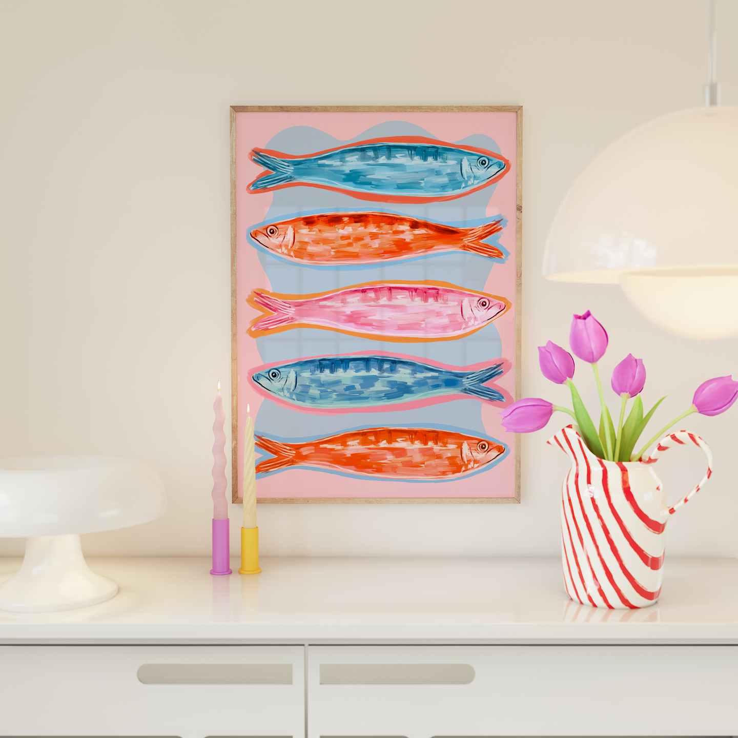 Abstract Sardines Print