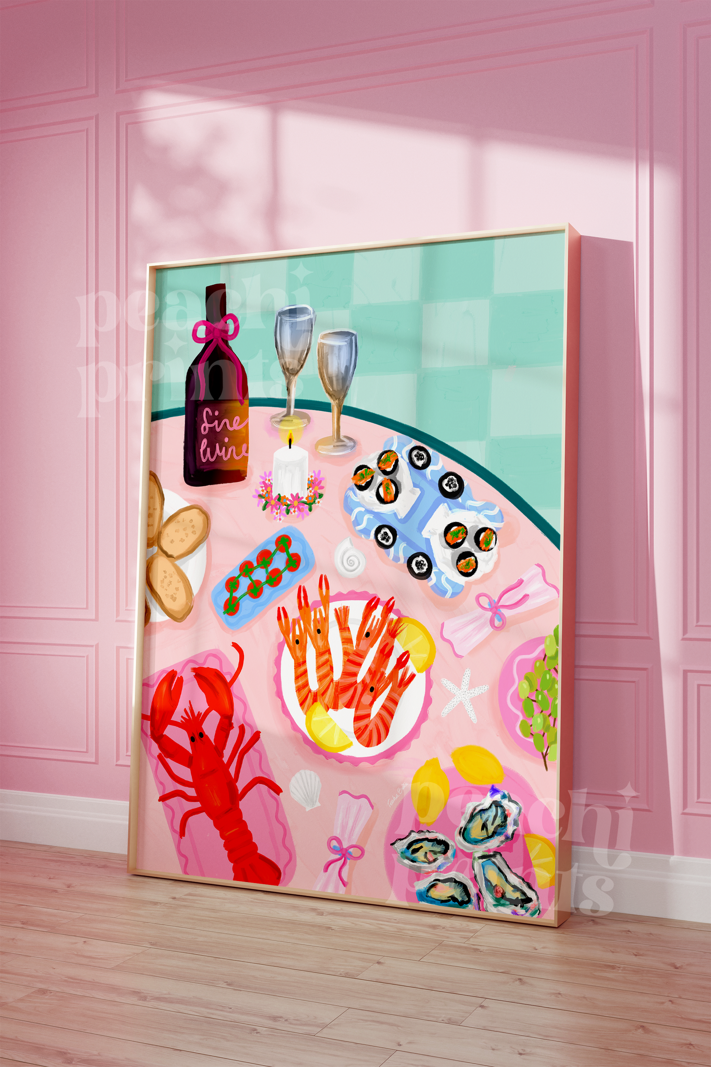 Lobster Night Table Spread Print