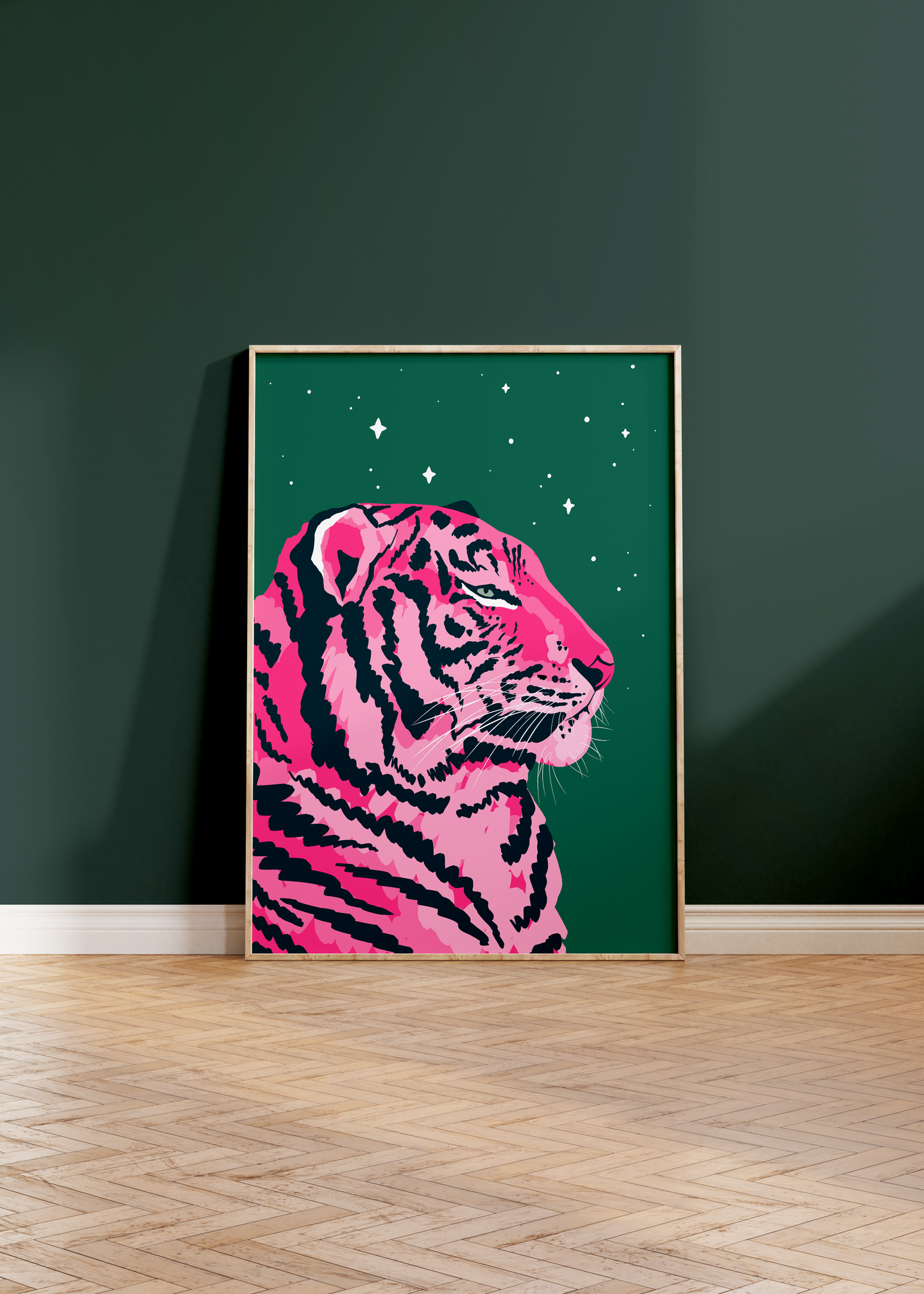 Solitude Tiger Forest Green Print