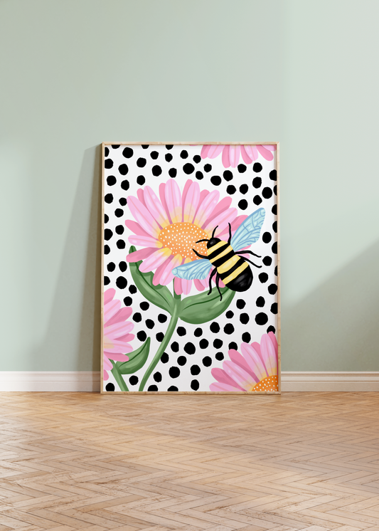 Flower Bee Spot Print