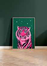 Load image into Gallery viewer, Starry Tiger Forest Green Print
