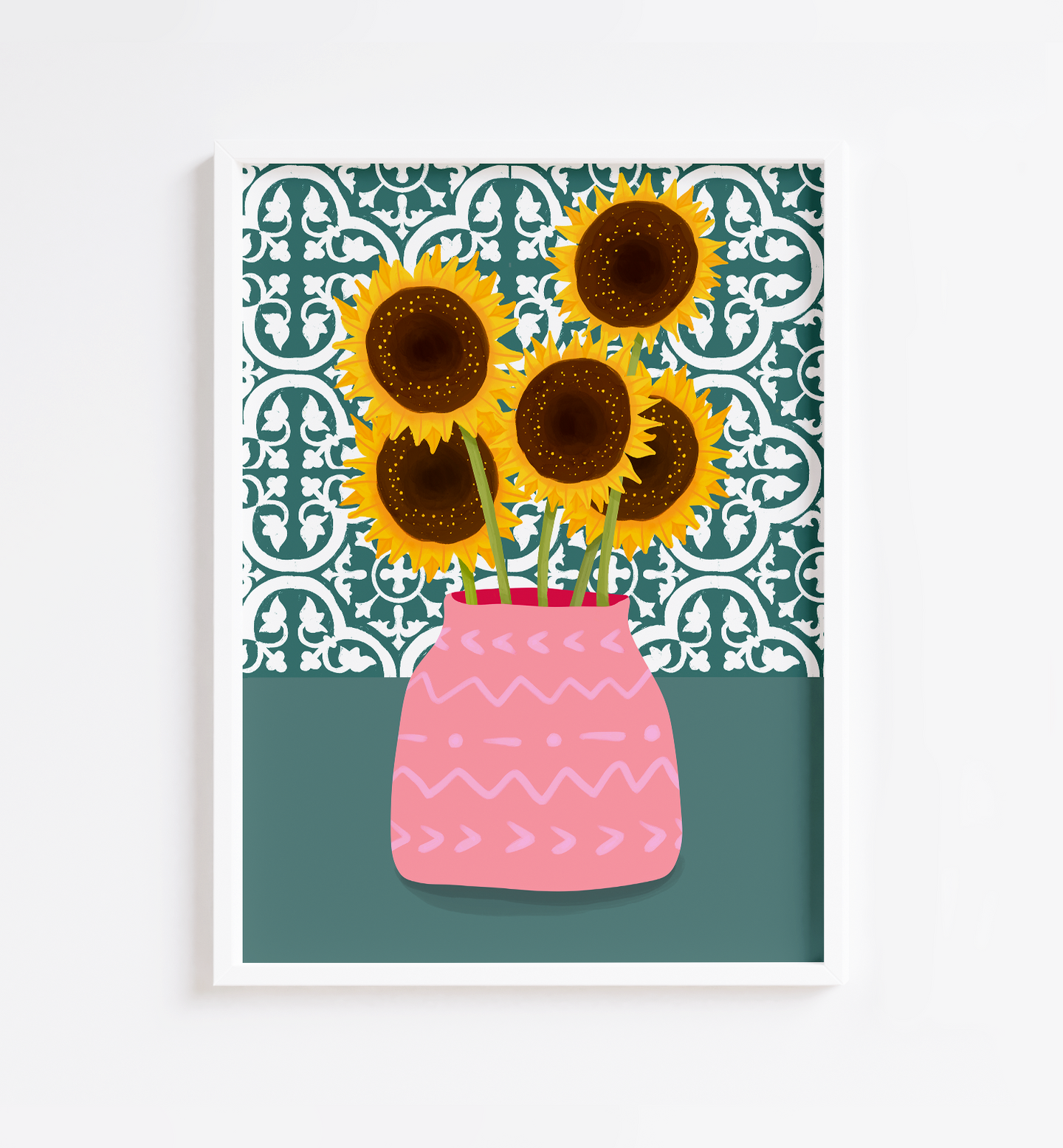 Greek Tiles Sunflower Print