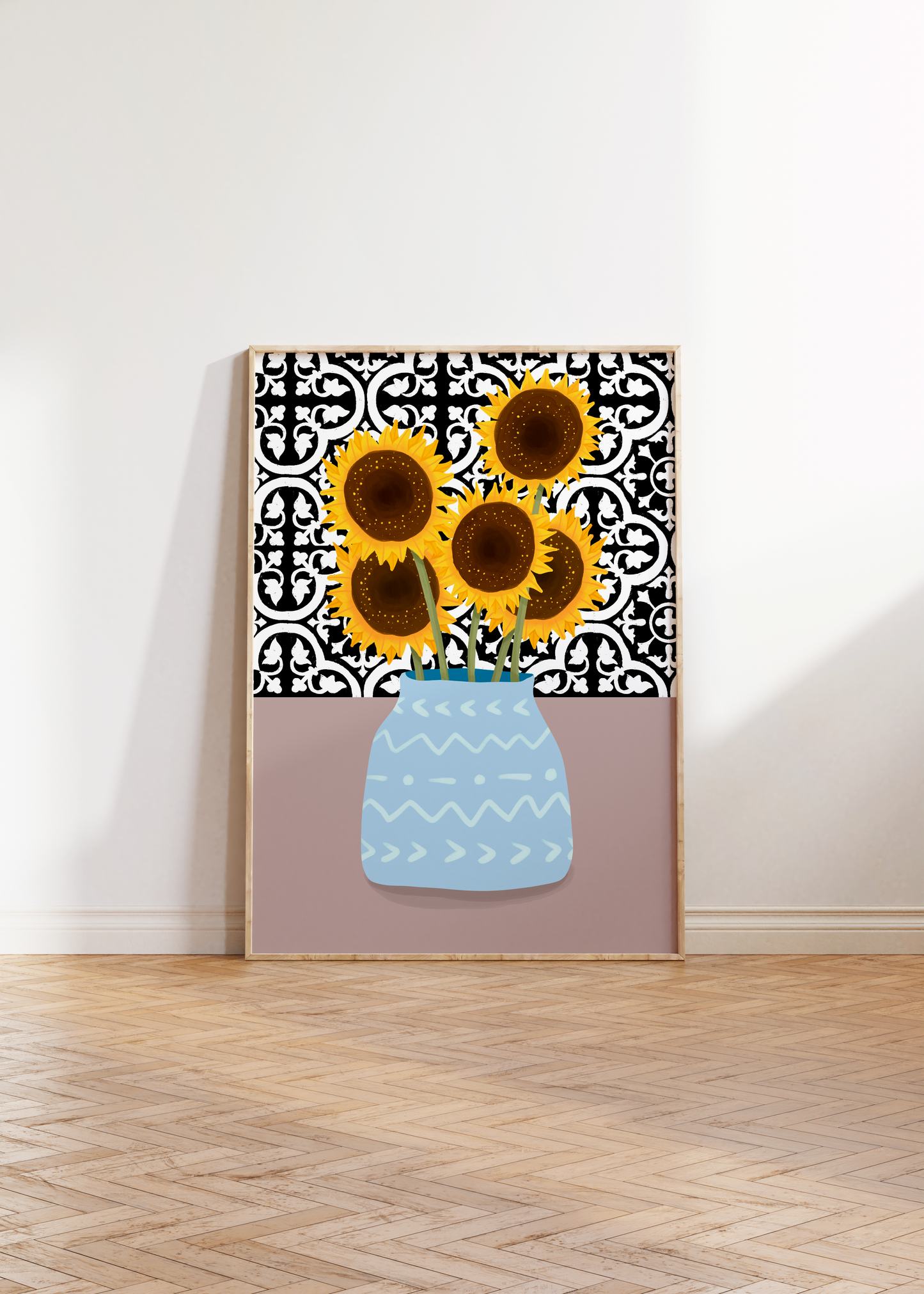 Greek Tiles Sunflower Print