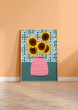 Load image into Gallery viewer, Greek Tiles Sunflower Print

