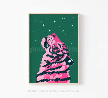 Zen Tiger Forest Green Print