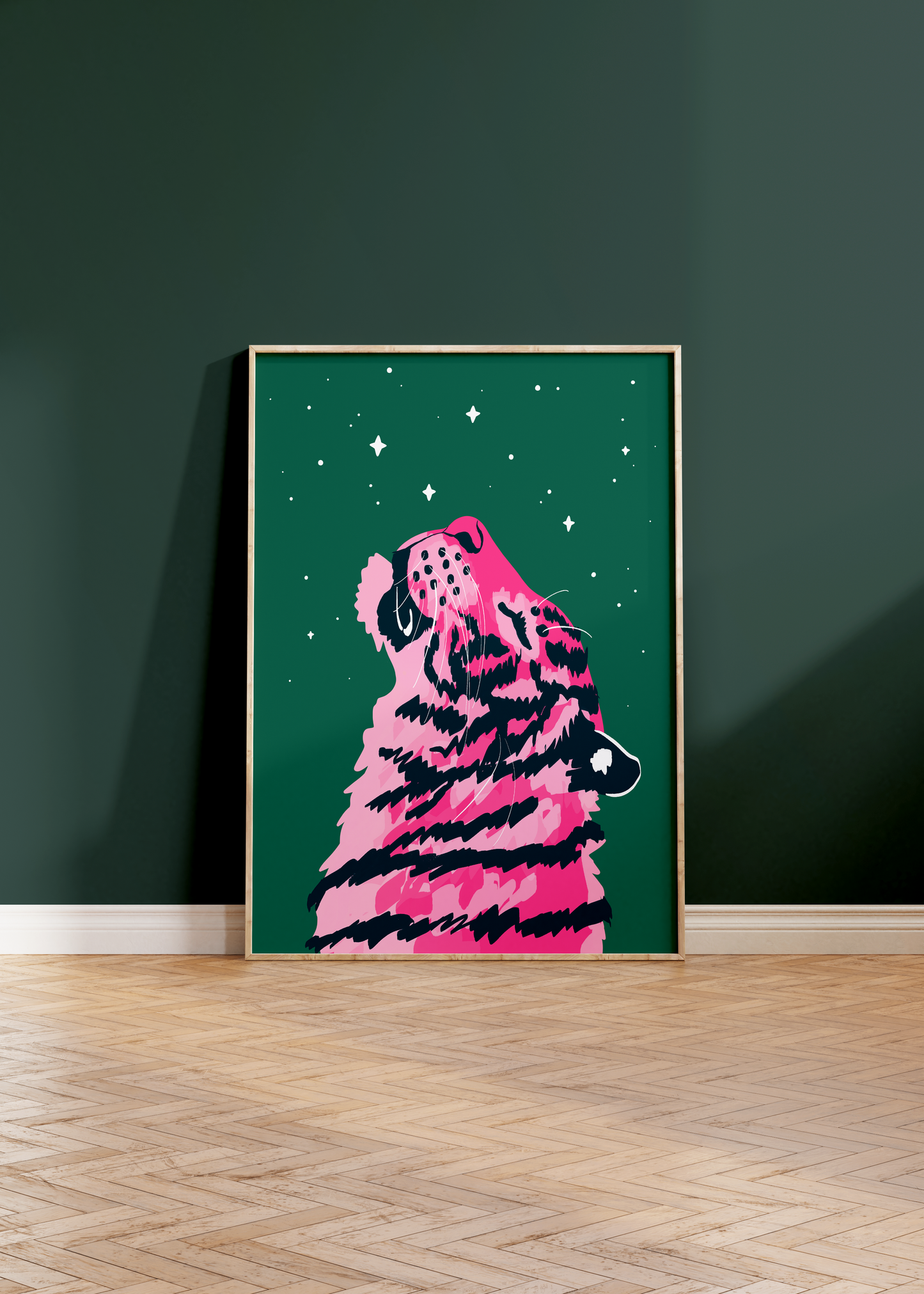 Zen Tiger Forest Green Print