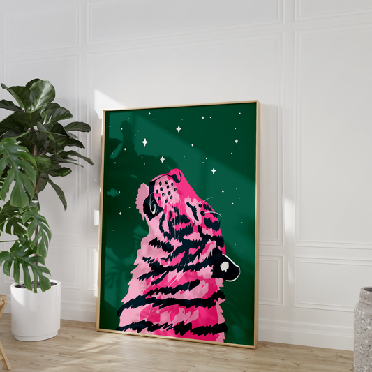 Zen Tiger Forest Green Print