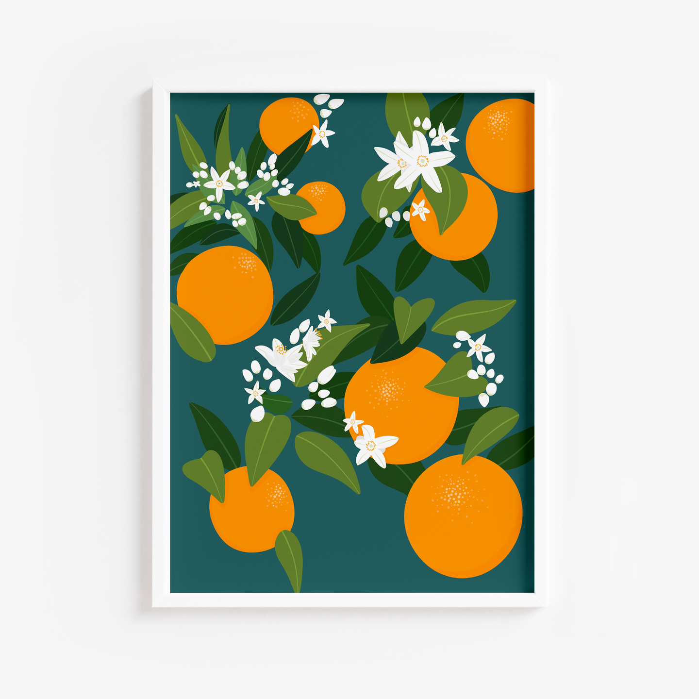 Botanical Oranges Teal Print