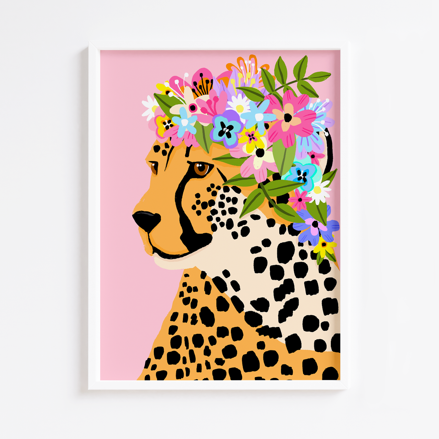 Cheetah Floral Crown Pink Print