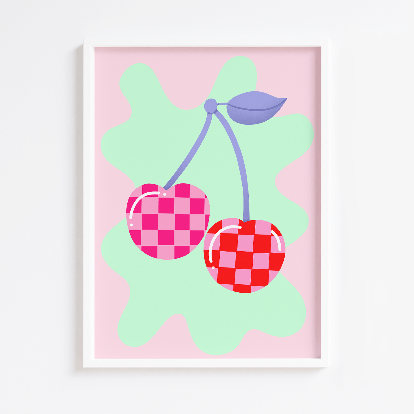 Checkerboard Cherries Print