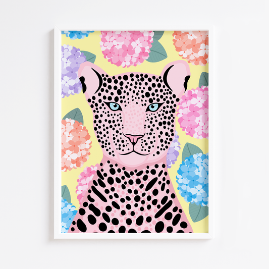 'Hydrangea Leopard in Yellow' - PeachiPrints X Colour Pop at Home