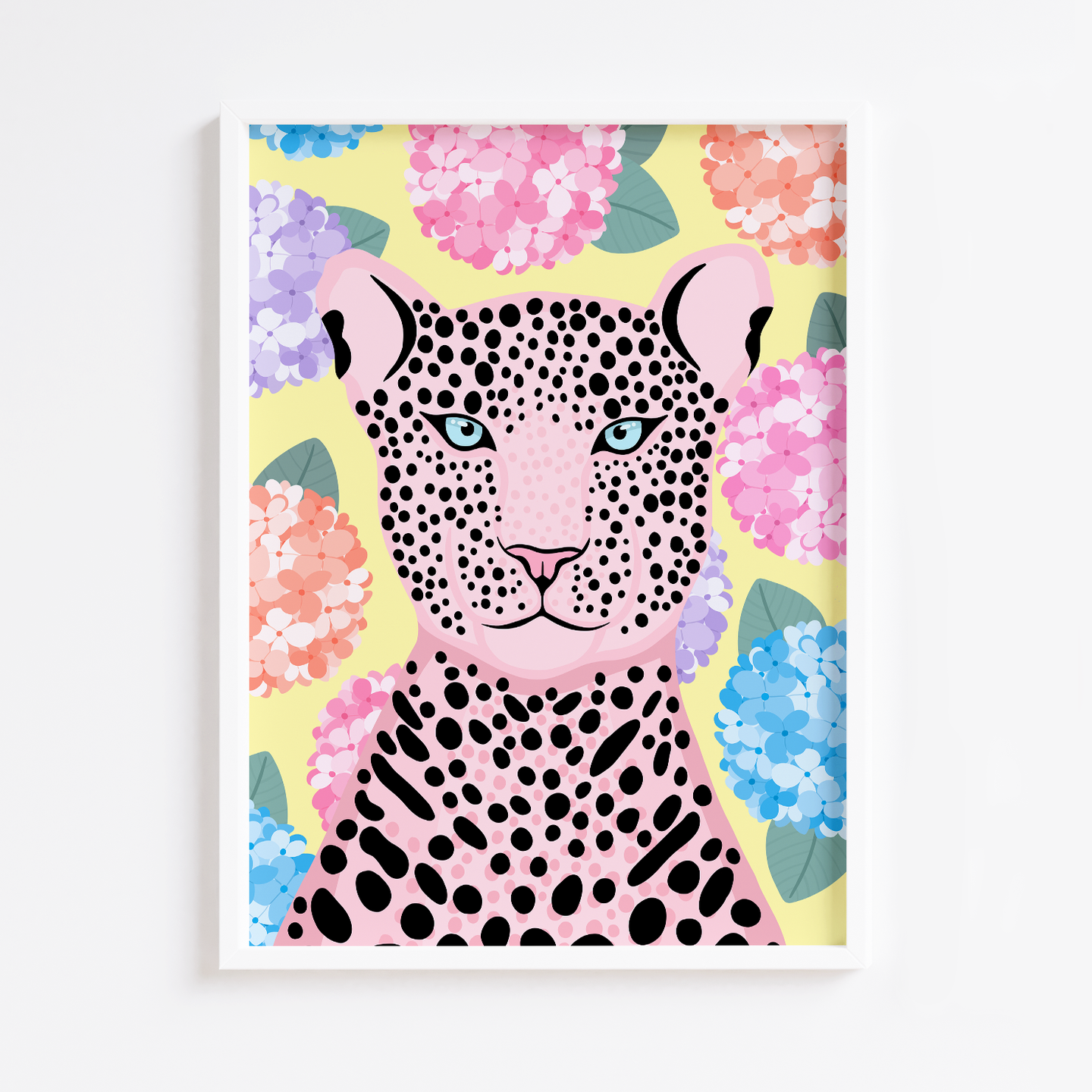 'Hydrangea Leopard in Yellow' - PeachiPrints X Colour Pop at Home