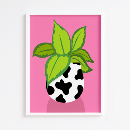 Cow Pot Plant Print