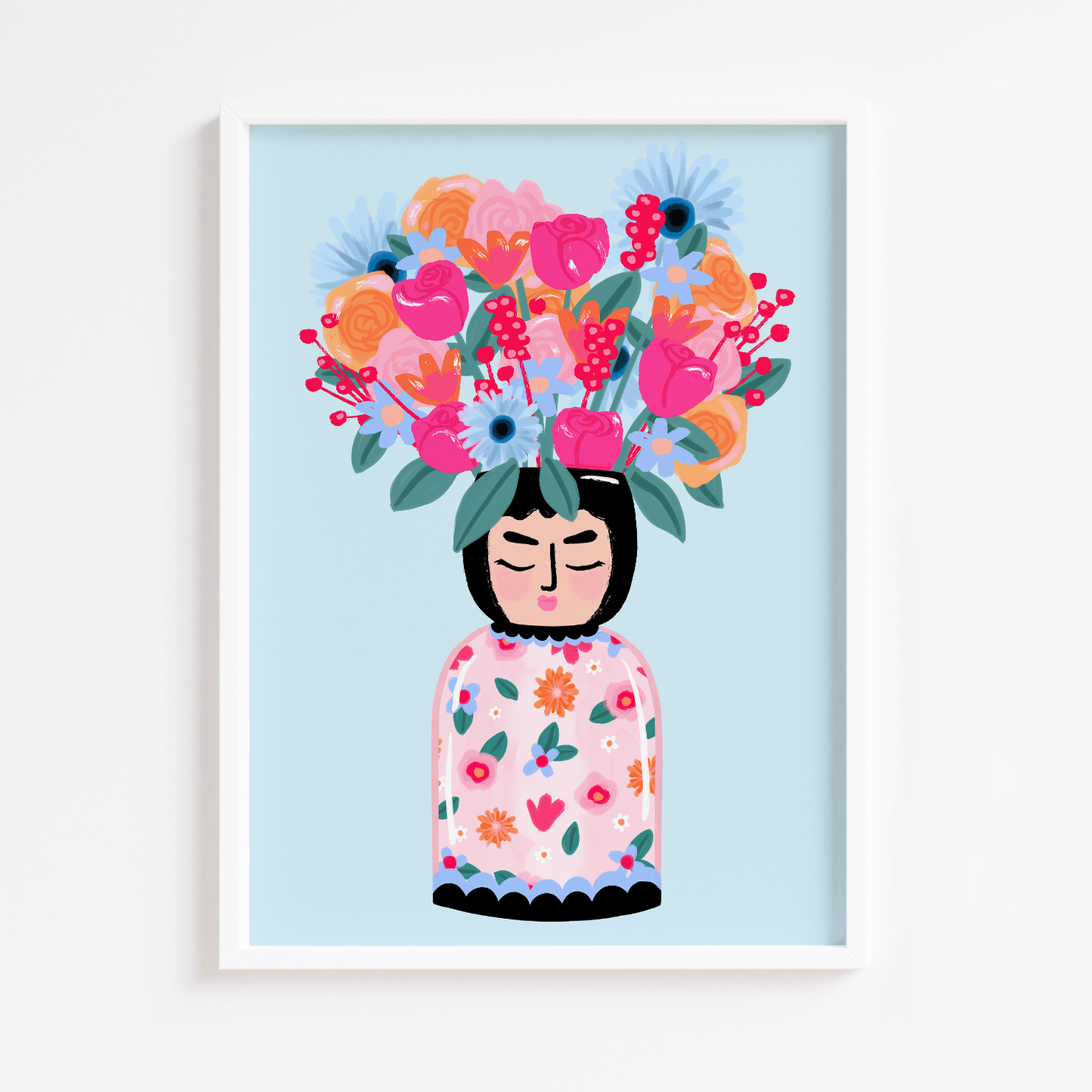 Face Vase Bouquet Print