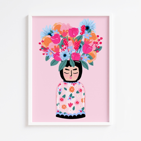 Face Vase Bouquet Print