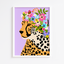 Load image into Gallery viewer, Cheetah Floral Crown Lilac Print
