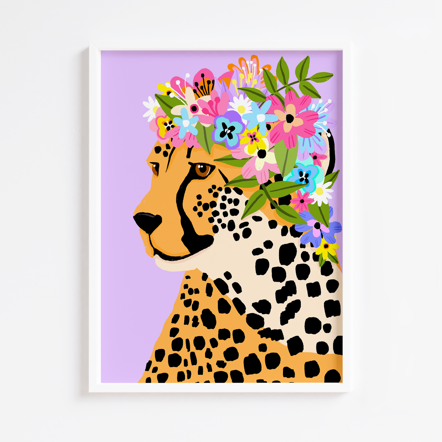 Cheetah Floral Crown Lilac Print