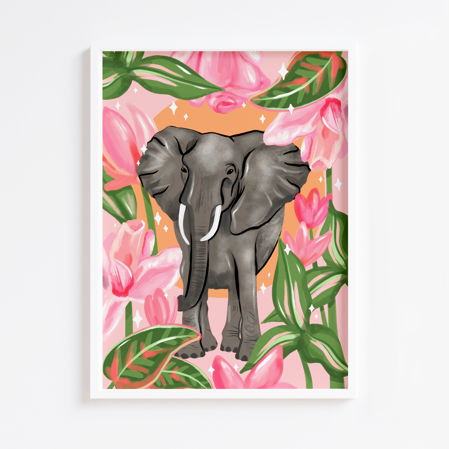 Floral Jungle Elephant Print