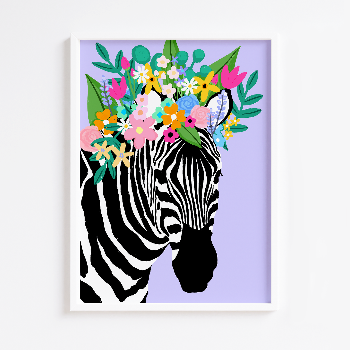 Floral Crown Zebra Lilac Print