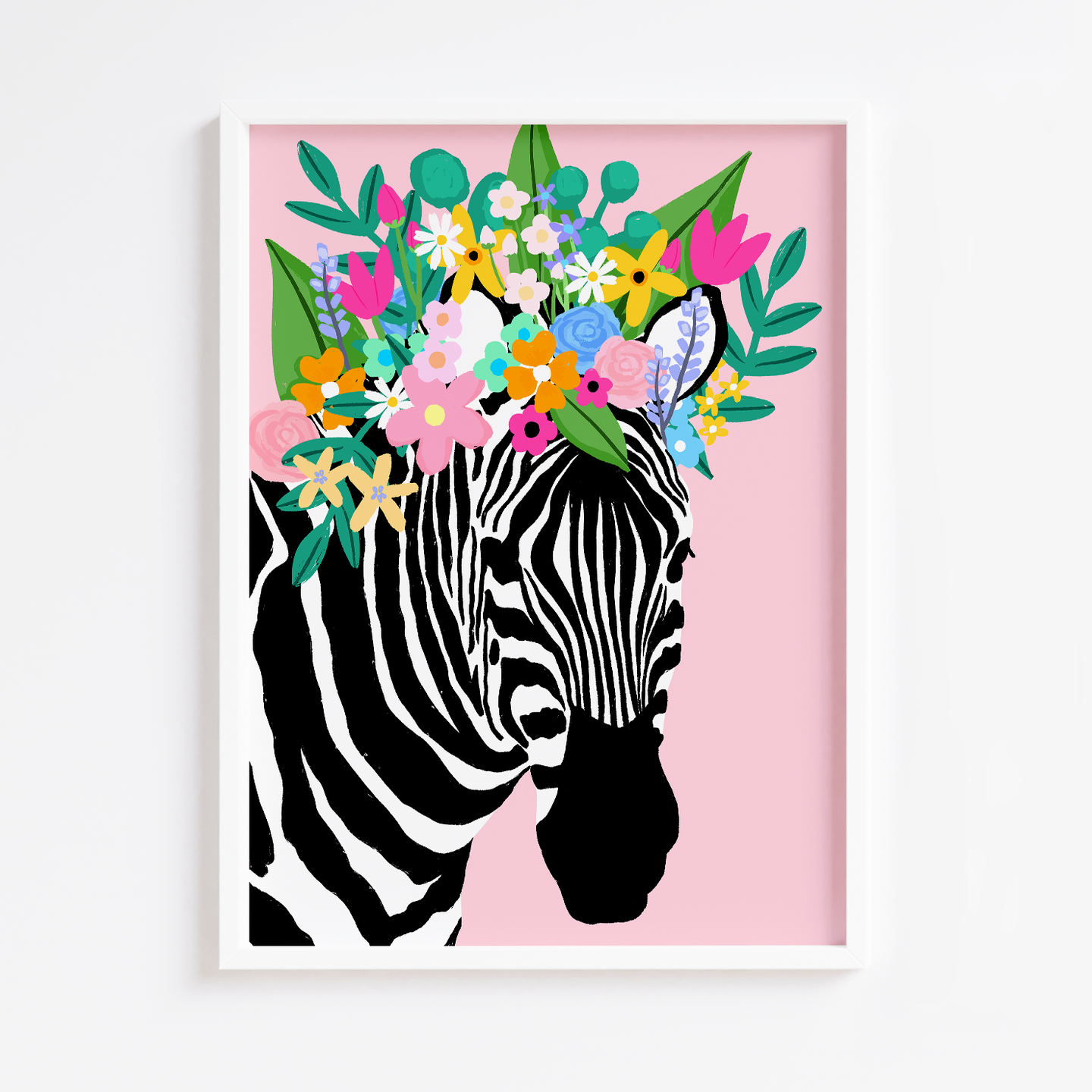 Floral Crown Zebra Pink Print