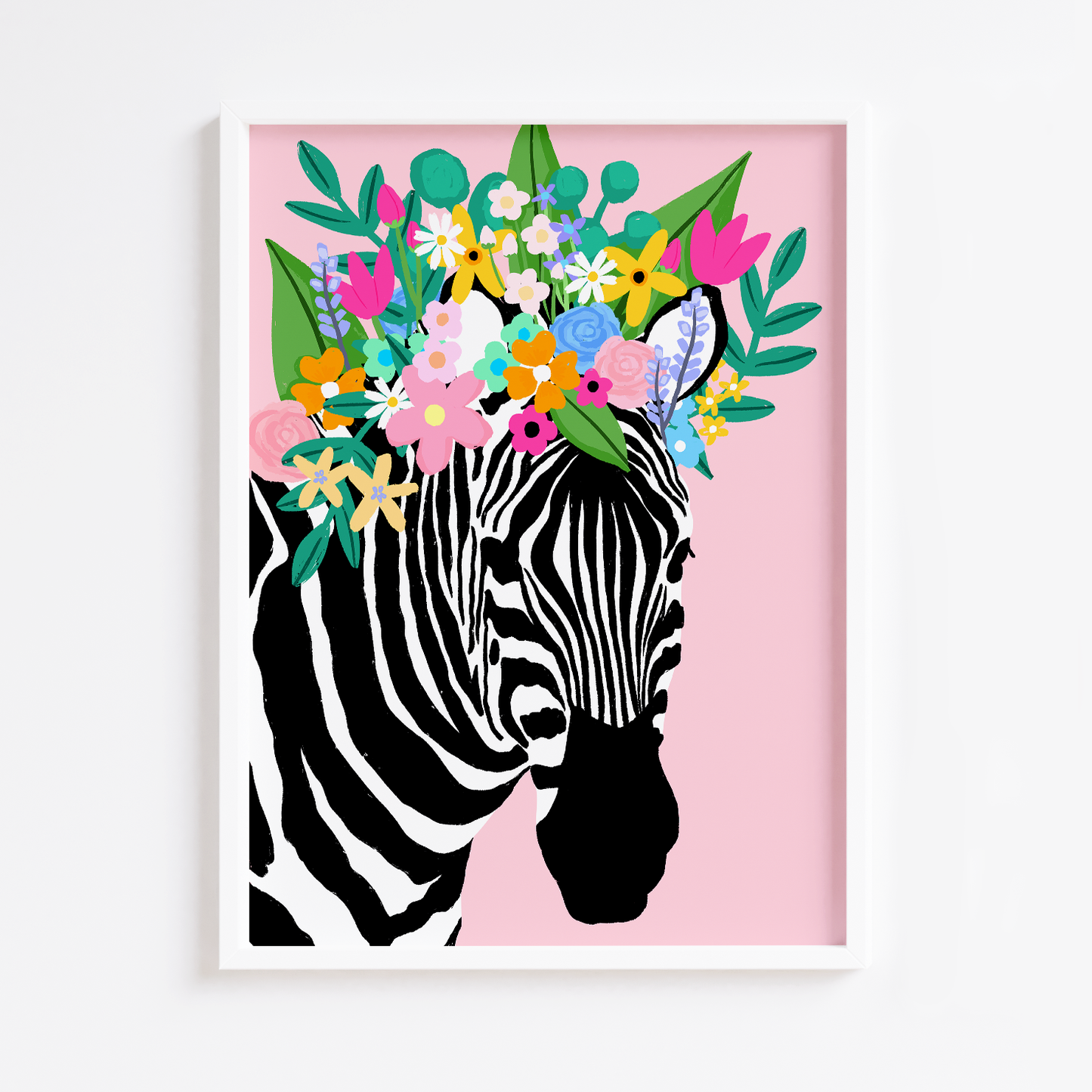 Floral Crown Zebra Mint Print