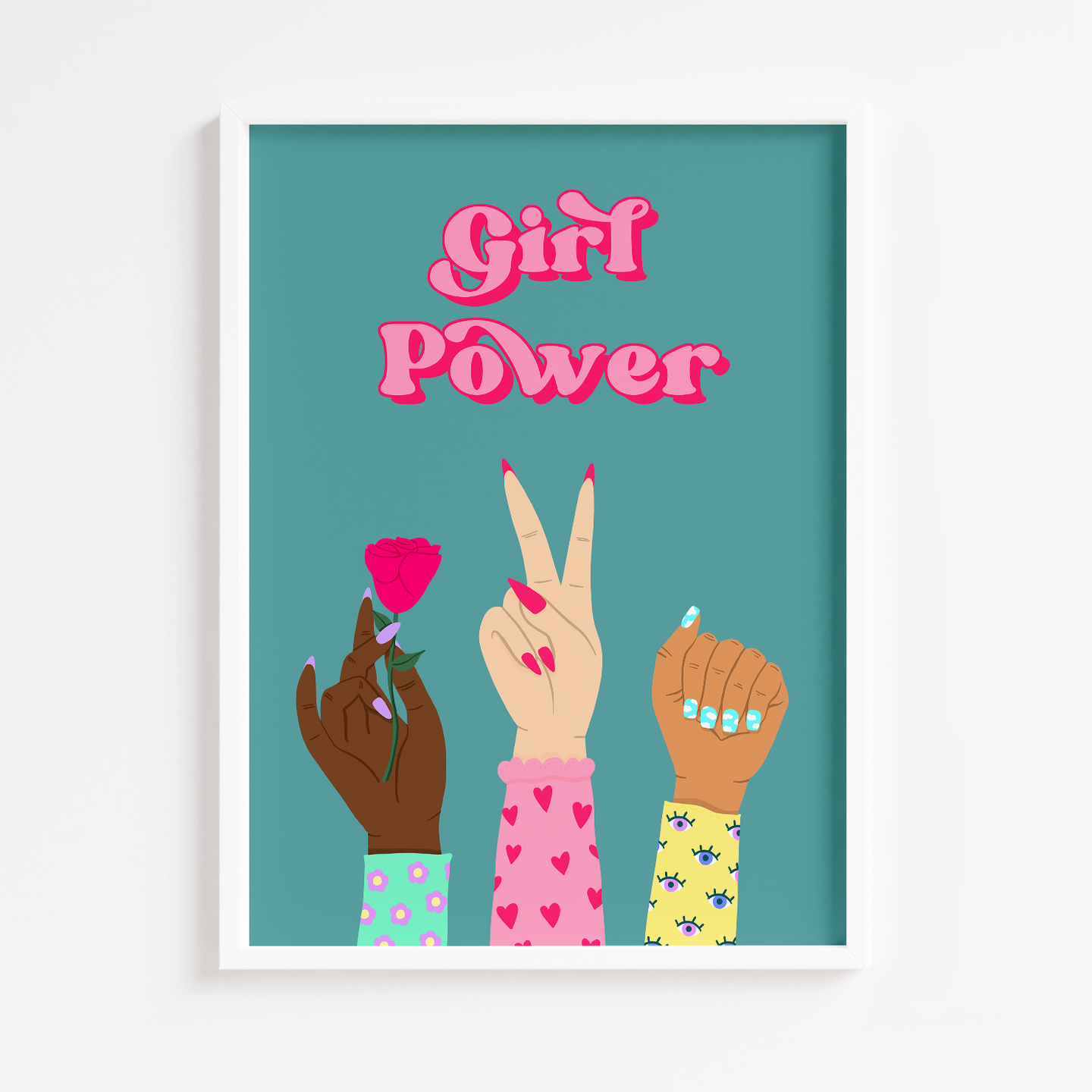 Girl Power Hands Pink Print