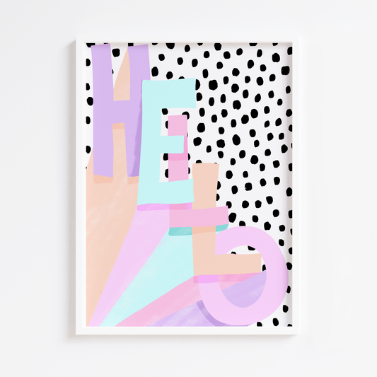 Hello Pastel Rainbow Spots Print
