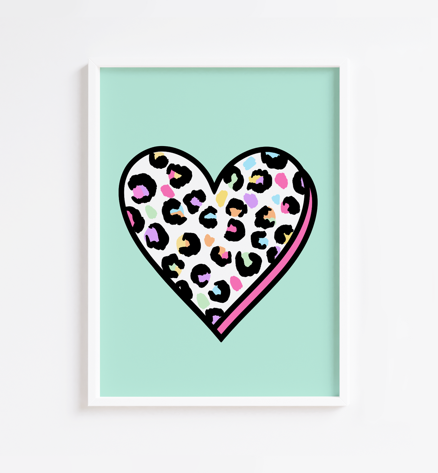 Nude Leopard Heart Print