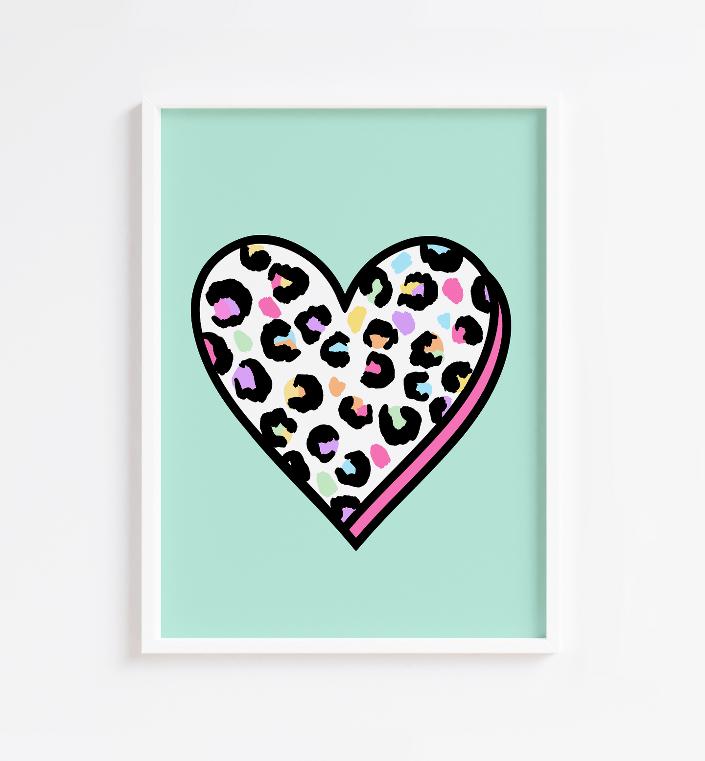 Mint Leopard Heart Print