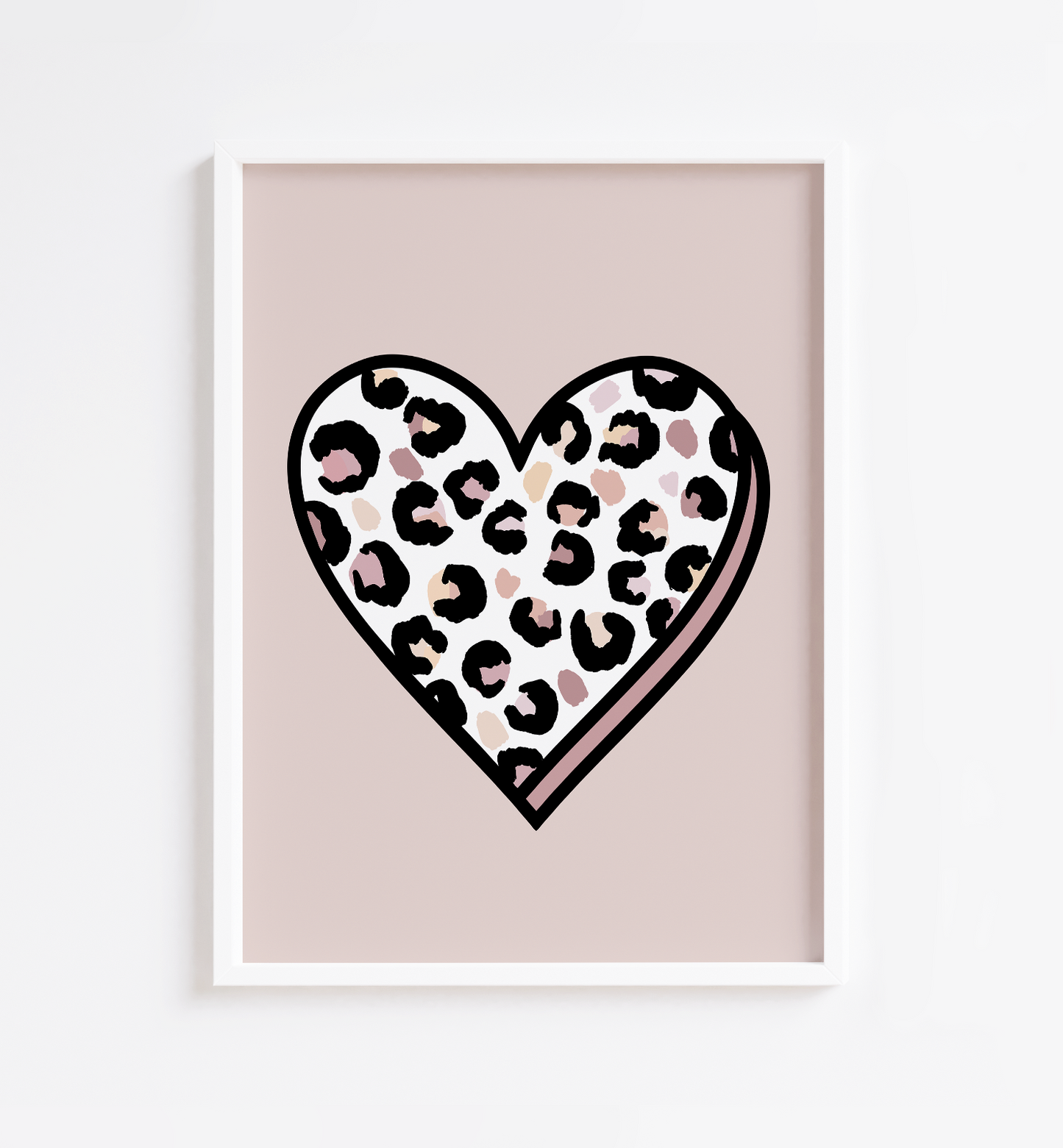 Pink Leopard Heart Print