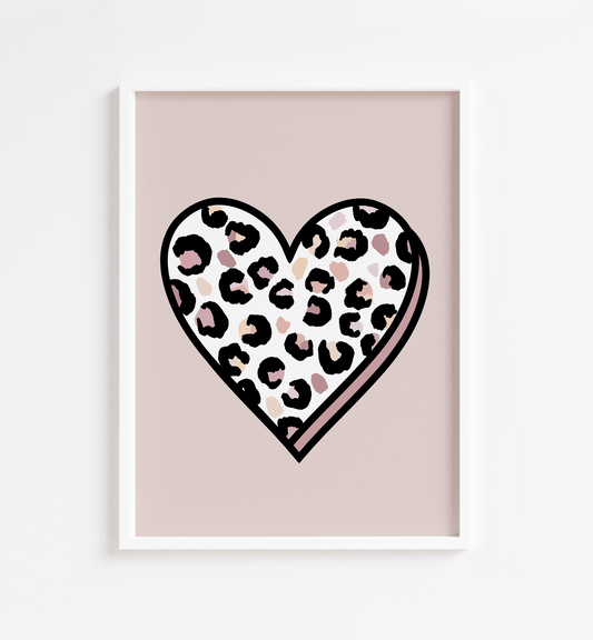 Nude Leopard Heart Print