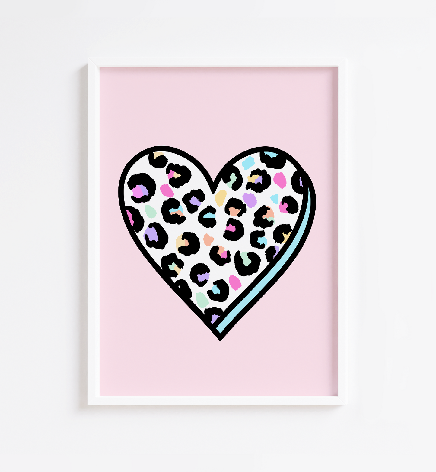 Pink Leopard Heart Print