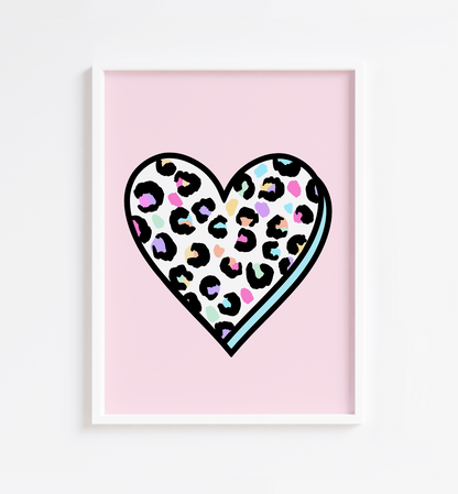 Nude Leopard Heart Print