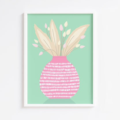 Pink Vase Pampas