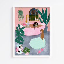 Load image into Gallery viewer, Plant Woman Pink Bath Print
