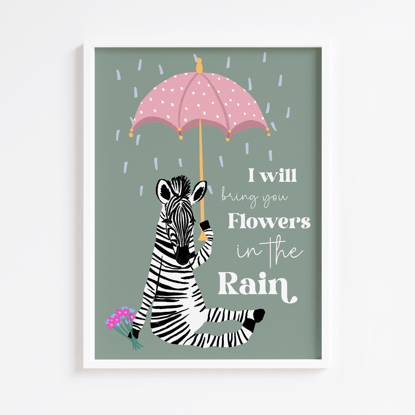 Zebra in the Rain Print