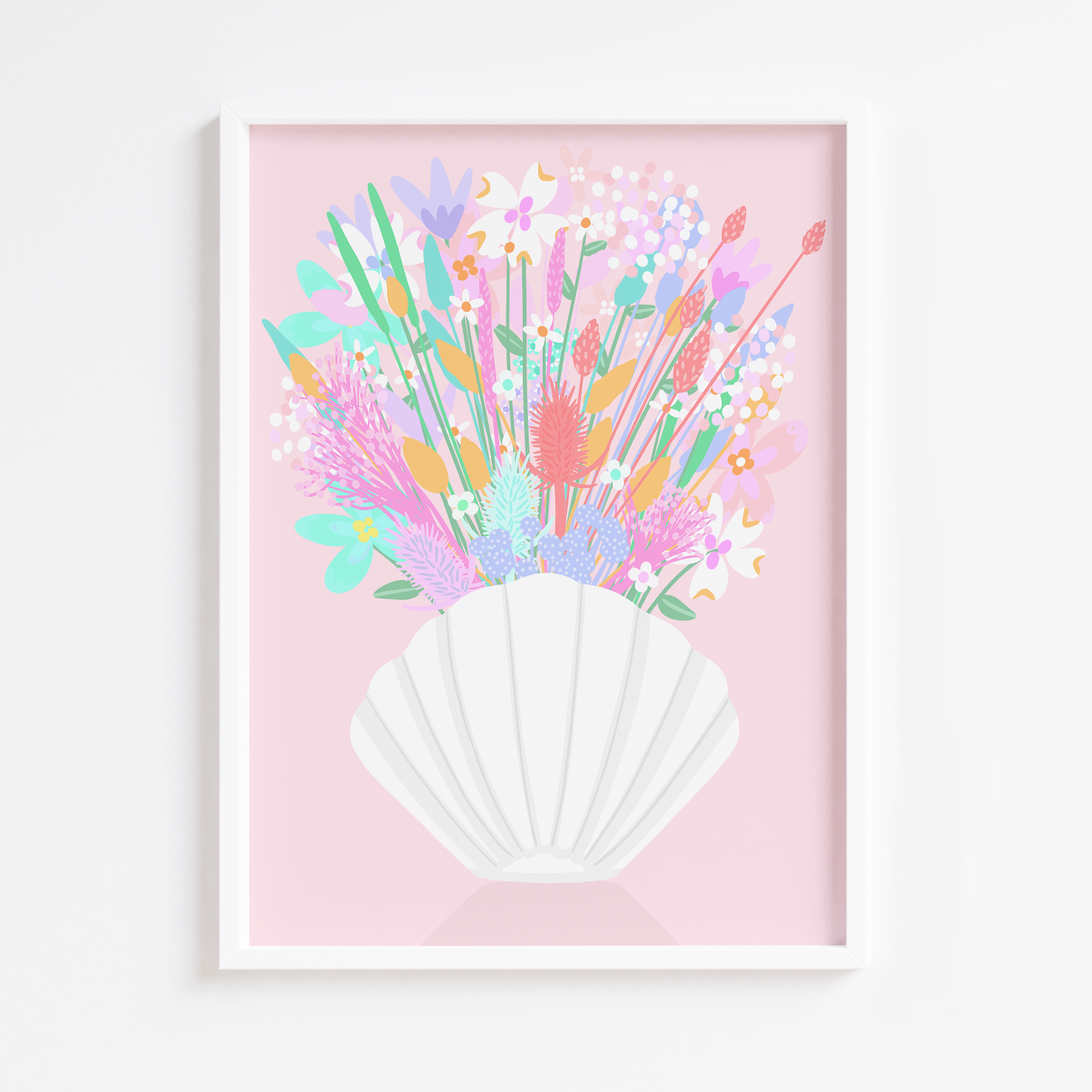 Dried Flowers Shell Vase Print